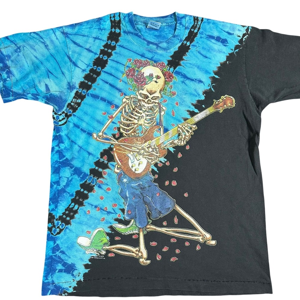 Vintage 1994 Grateful Dead Adjacent Skeleton Guitar Tie Dye T-Shirt Mens Large L